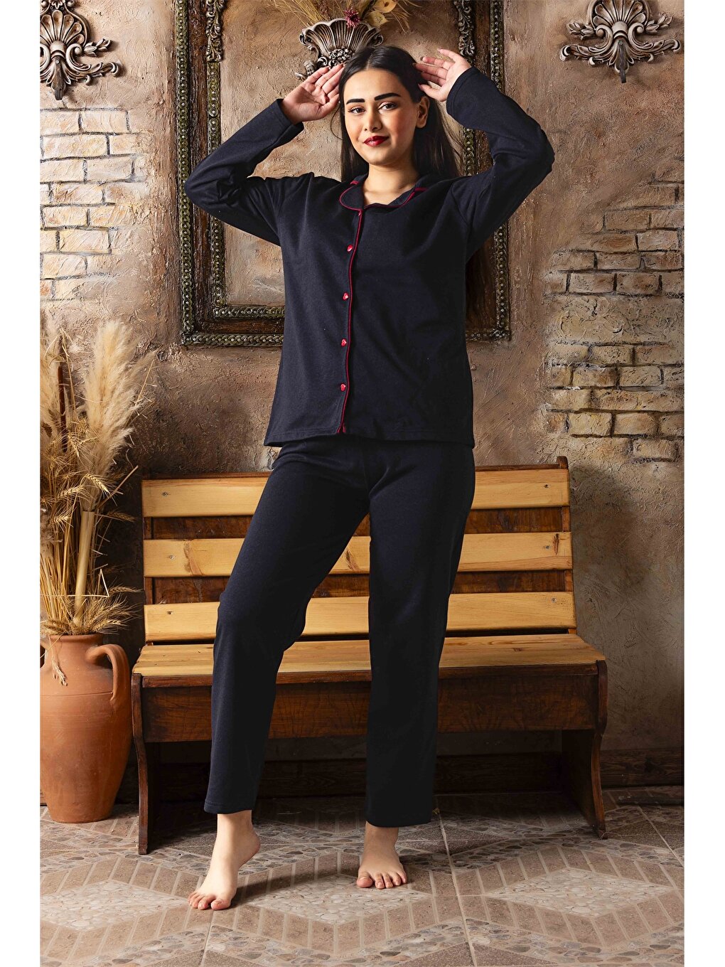 Shirt Collar Women's Pajama Set