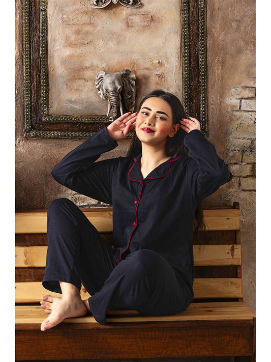 Shirt Collar Women's Pajama Set