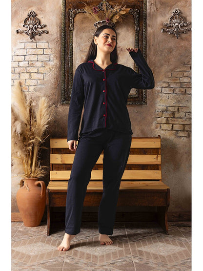 Shirt Collar Women's Pajama Set