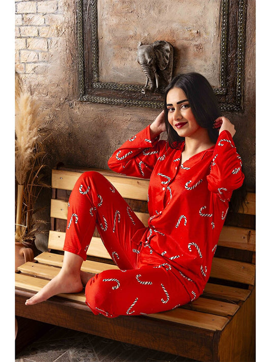 Shirt Collar Women's Pajama Set