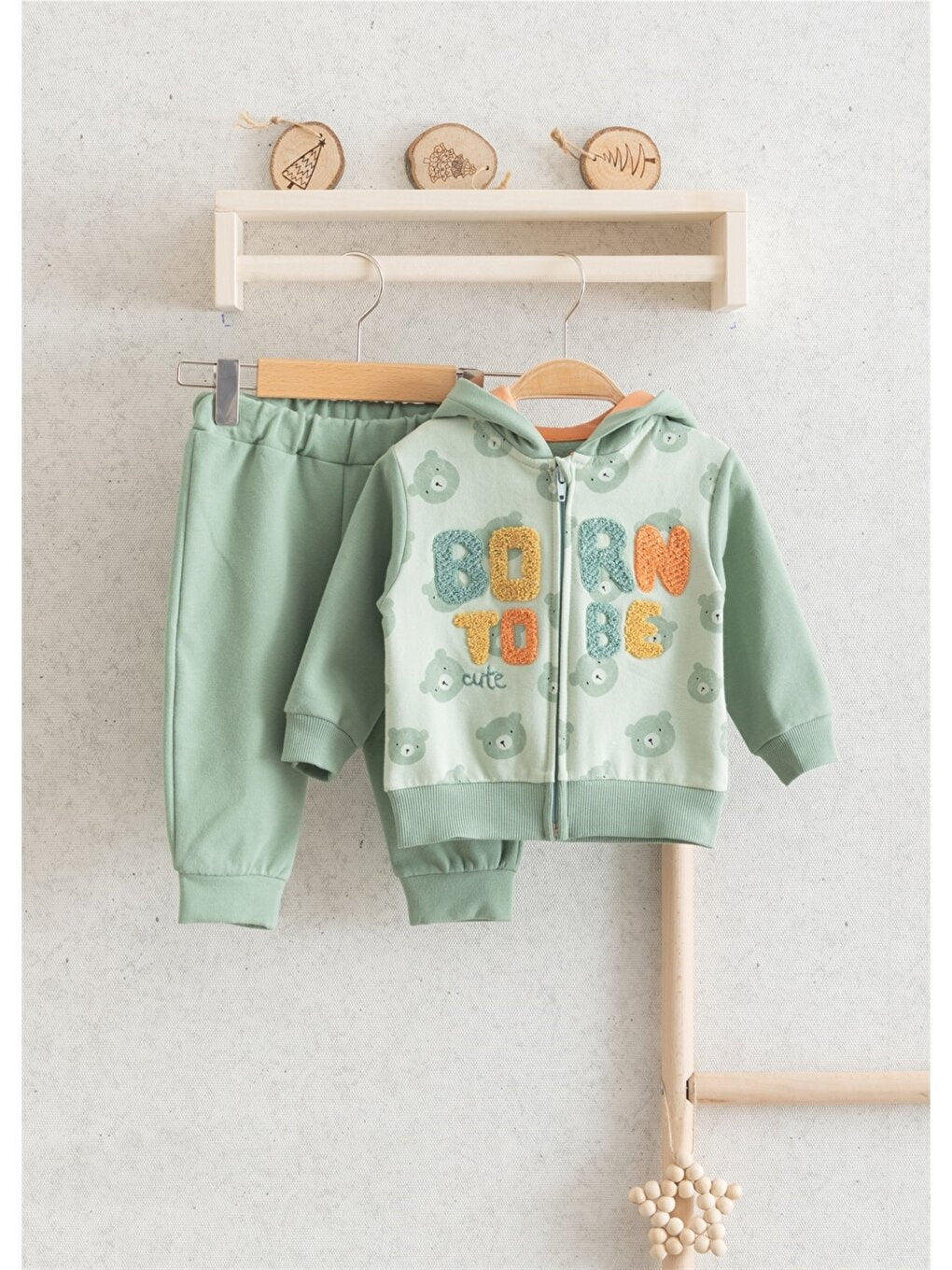 Hooded Baby Boy Sweatshirt and Tracksuit Bottom 2-Piece Set