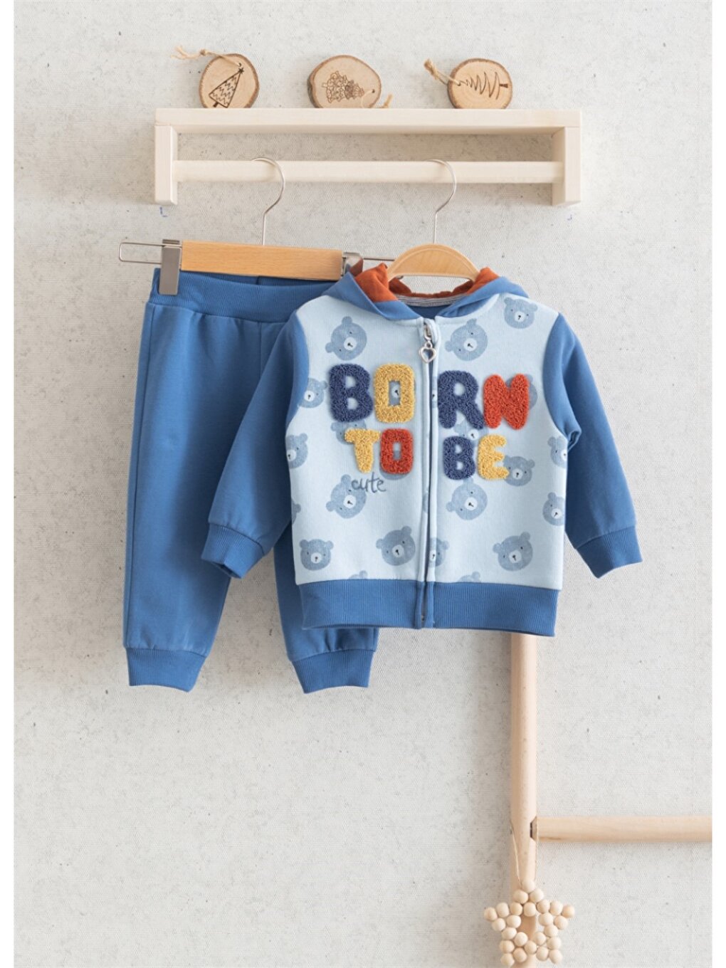 Hooded Baby Boy Sweatshirt and Tracksuit Bottom 2-Piece Set