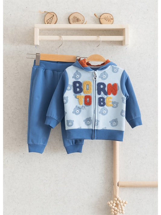 Hooded Baby Boy Sweatshirt and Tracksuit Bottom 2-Piece Set