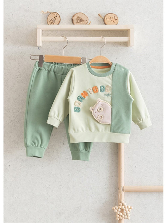 Crew Neck Baby Boy Sweatshirt and Tracksuit Bottom 2-pack