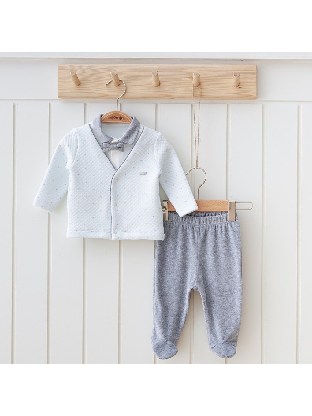 Polo Neck Long Sleeve Baby Boy Sweatshirt and Trousers 2-Piece Set