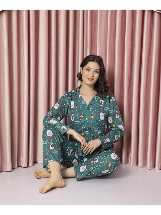 Shirt Collar Women's Pajama Set