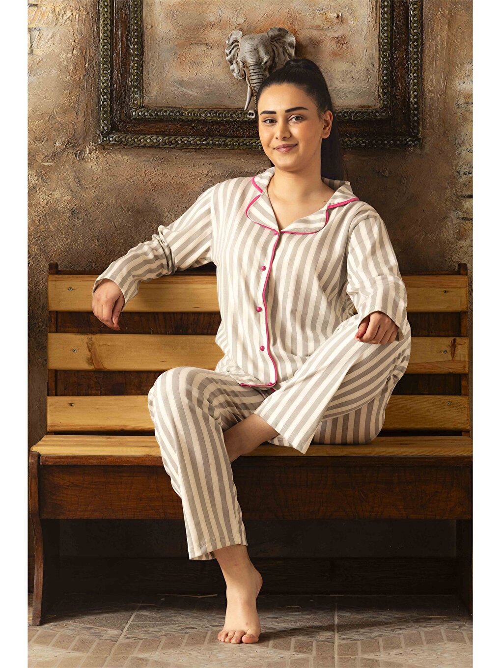 Shirt Collar Women's Pajama Set