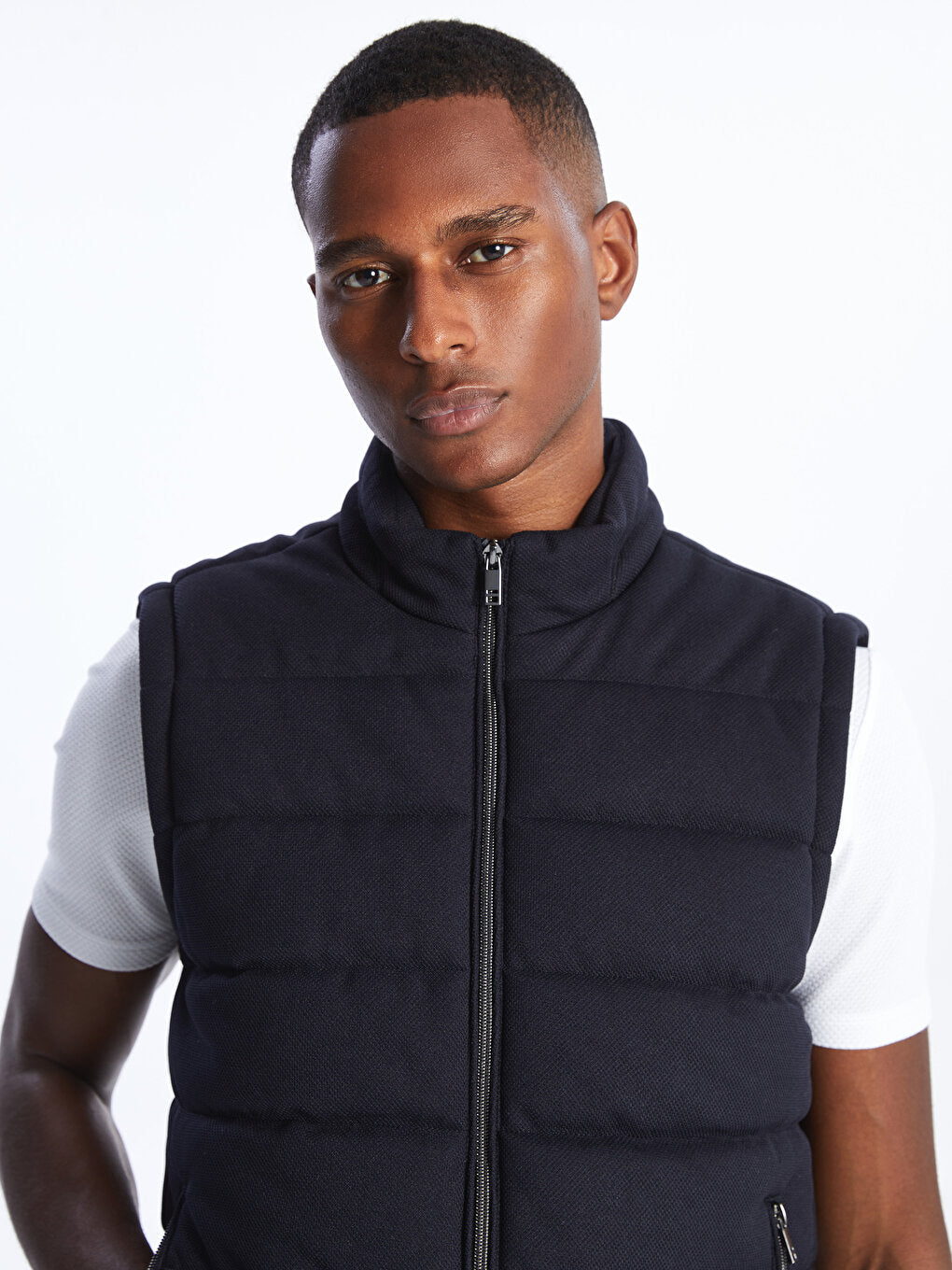 Slim Fit Stand Collar Men's Vest