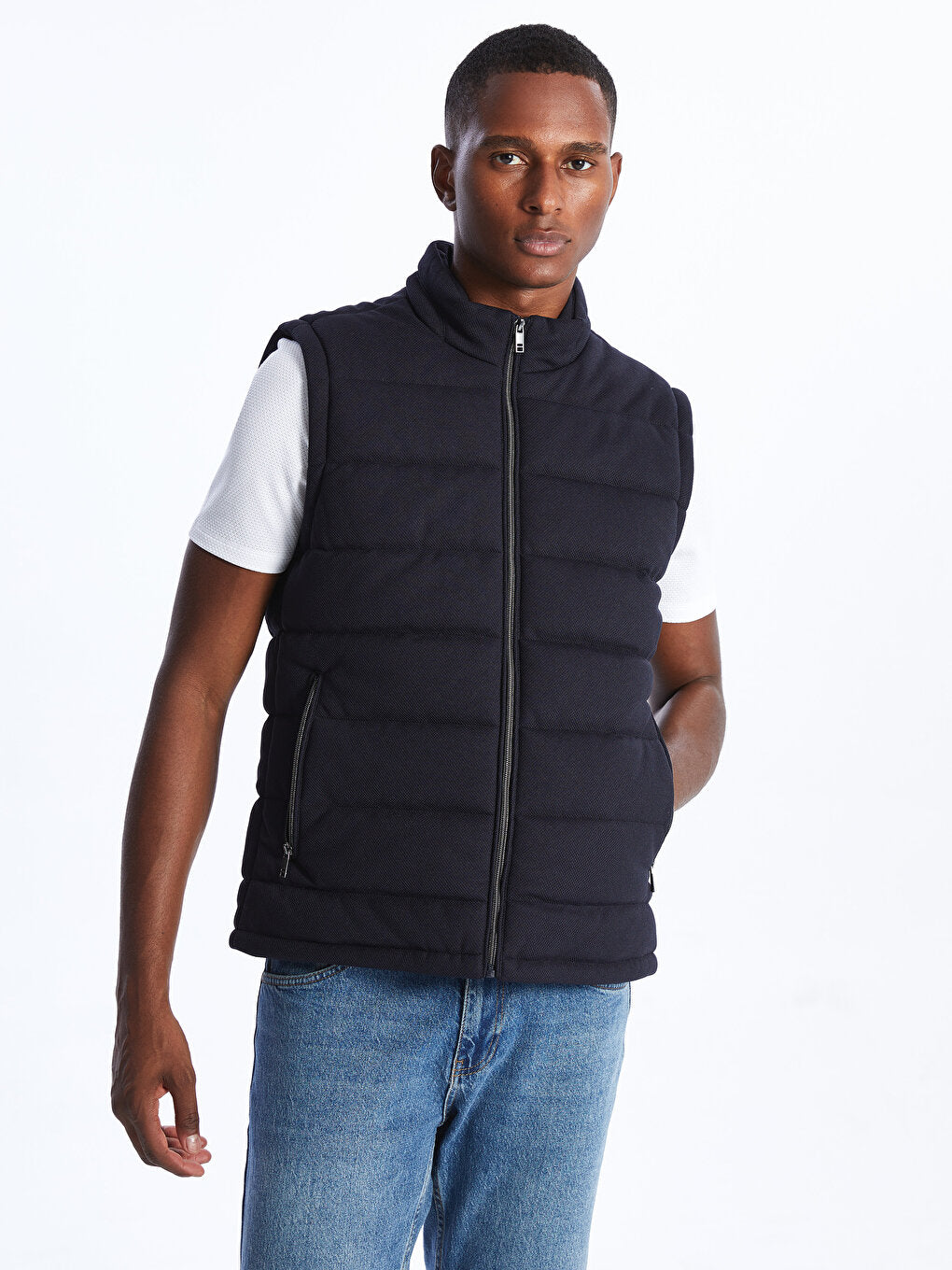 Slim Fit Stand Collar Men's Vest