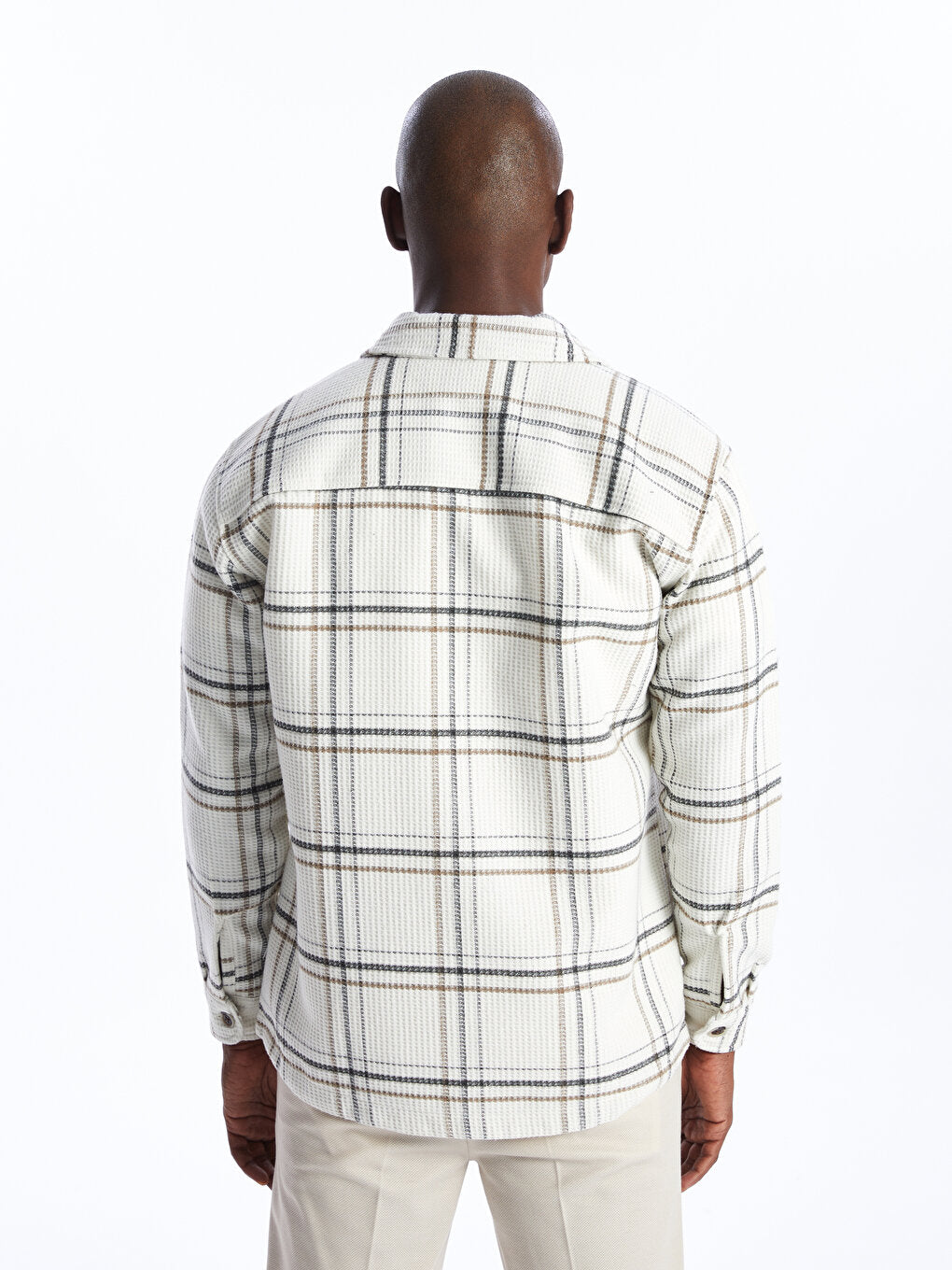 Regular Fit Long Sleeve Plaid Men's Shirt Jacket