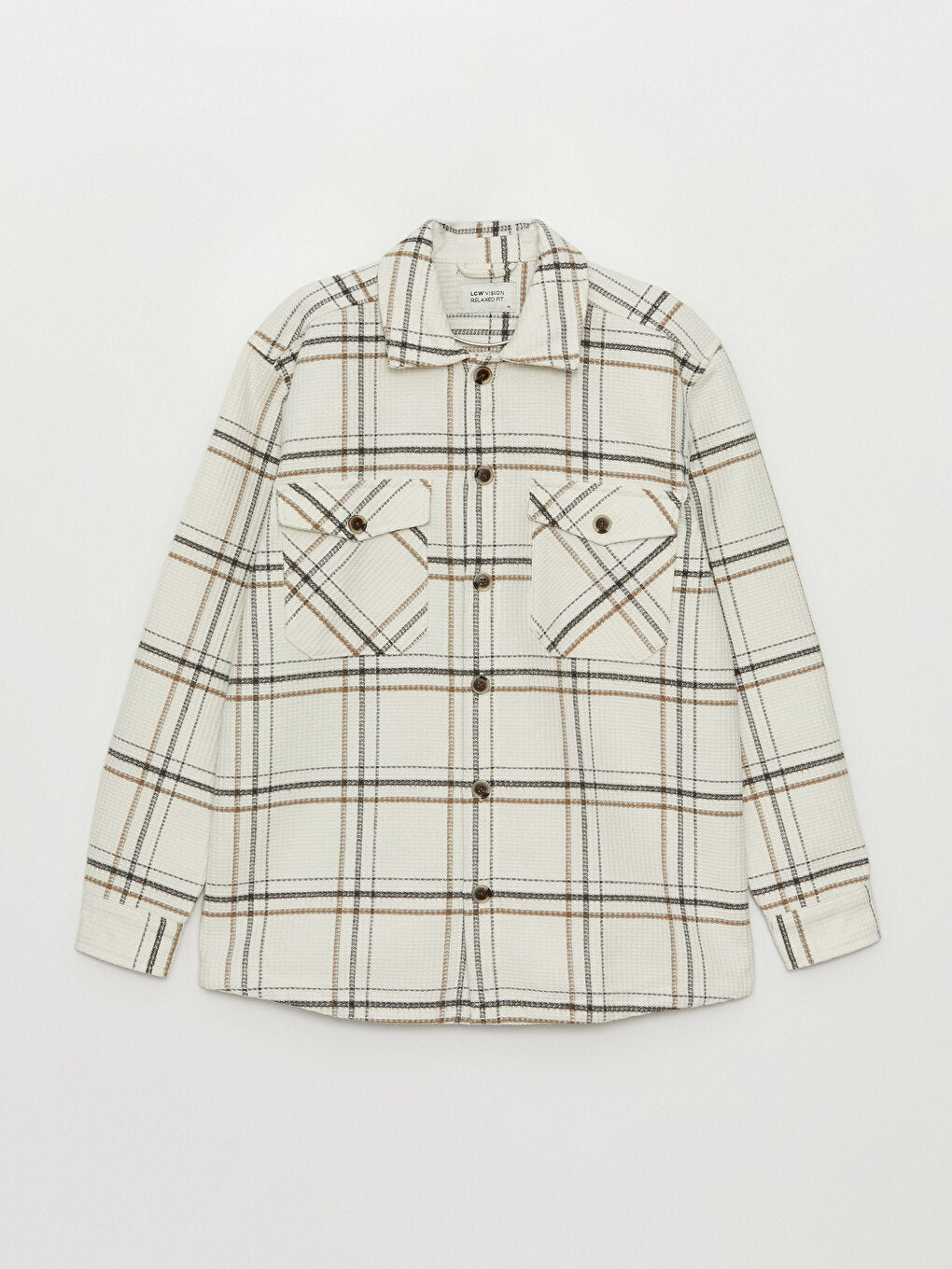 Regular Fit Long Sleeve Plaid Men's Shirt Jacket