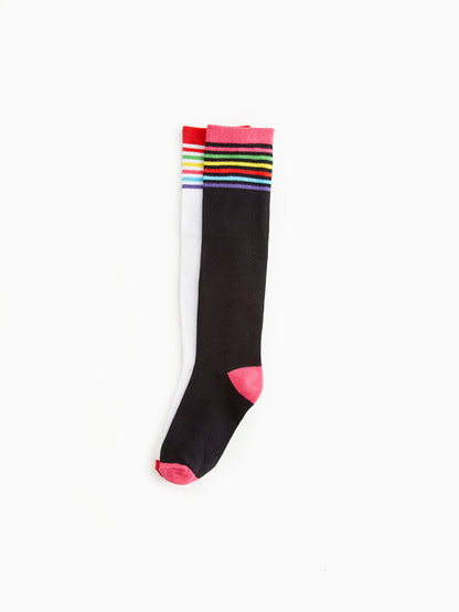 Color Blocked Girl's Knee Socks 2-pack