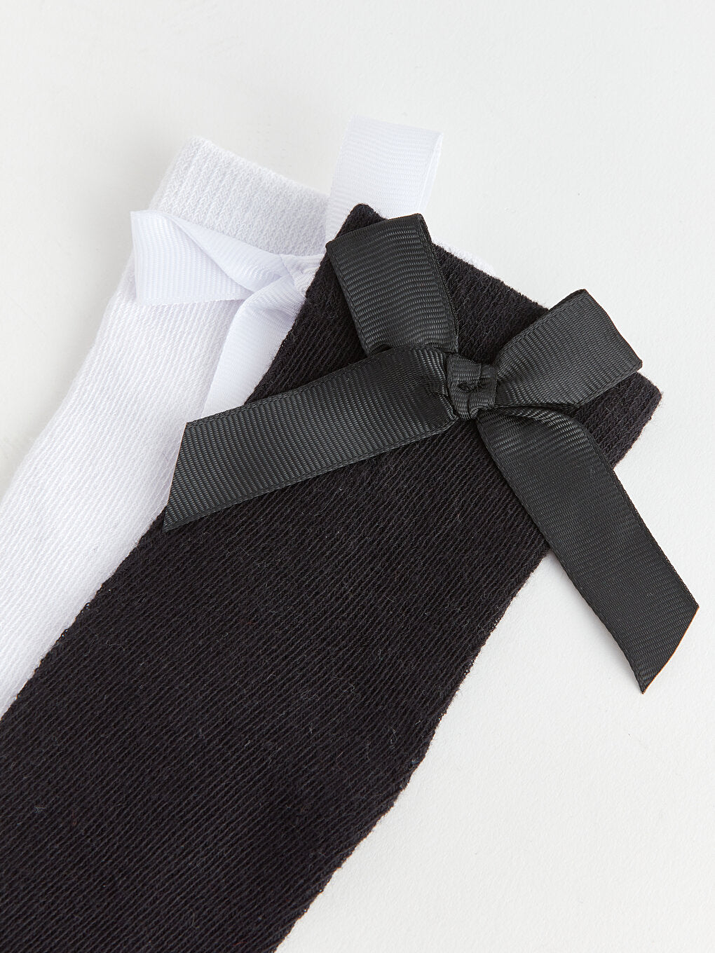 Girls' Knee-Cuff Socks with Bow Detail, 2-pack