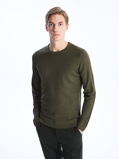 Crew Neck Long Sleeve Men's Knitwear Sweater