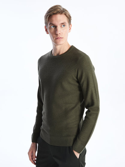 Crew Neck Long Sleeve Men's Knitwear Sweater