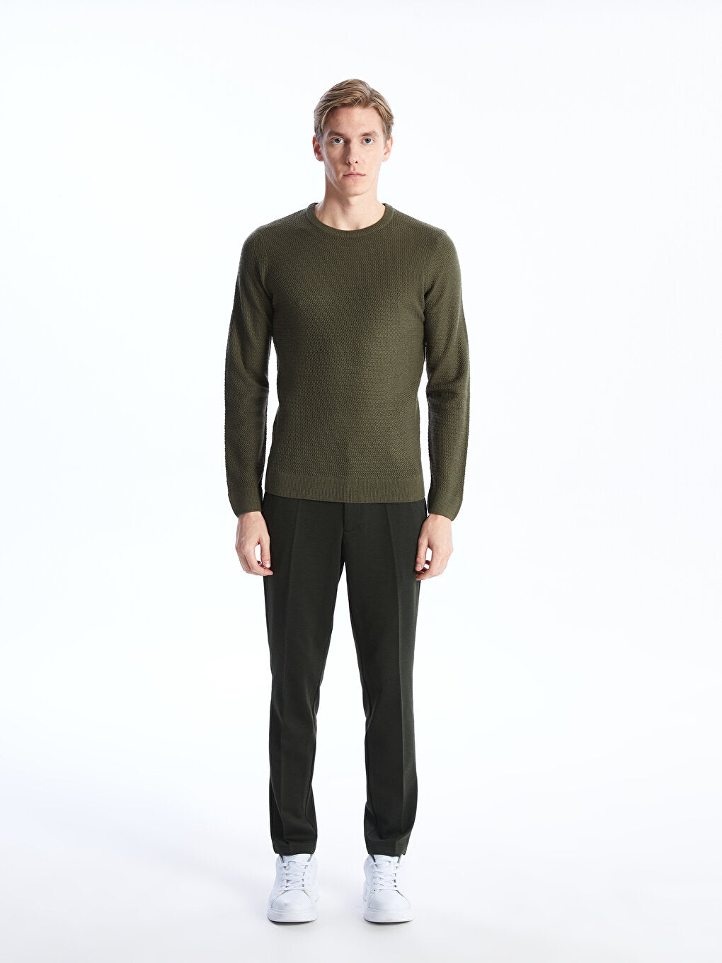 Crew Neck Long Sleeve Men's Knitwear Sweater