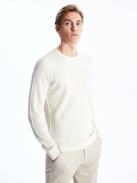 Crew Neck Long Sleeve Men's Knitwear Sweater