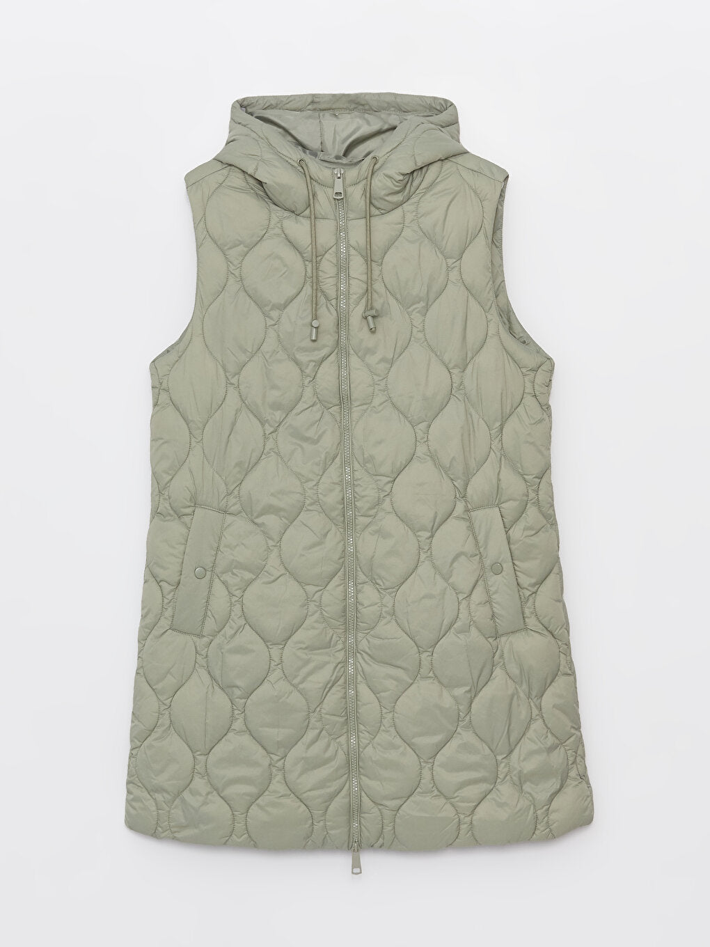 Hooded Self-Patterned Women's Puffer Vest