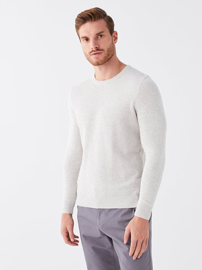 Crew Neck Long Sleeve Men's Knitwear Sweater