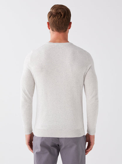 Crew Neck Long Sleeve Men's Knitwear Sweater