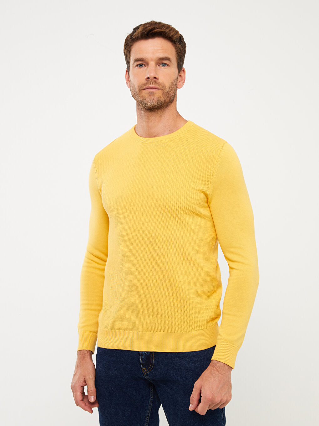 Crew Neck Long Sleeve Men's Knitwear Sweater