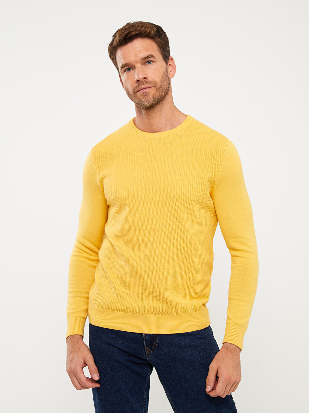 Crew Neck Long Sleeve Men's Knitwear Sweater