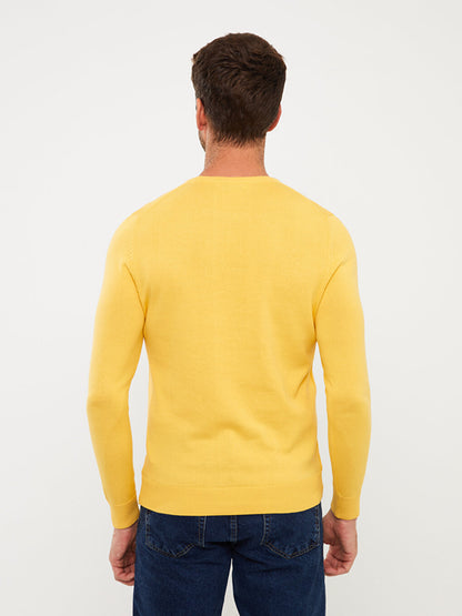 Crew Neck Long Sleeve Men's Knitwear Sweater