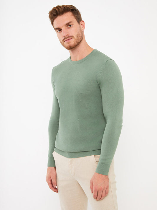 Crew Neck Long Sleeve Men's Knitwear Sweater