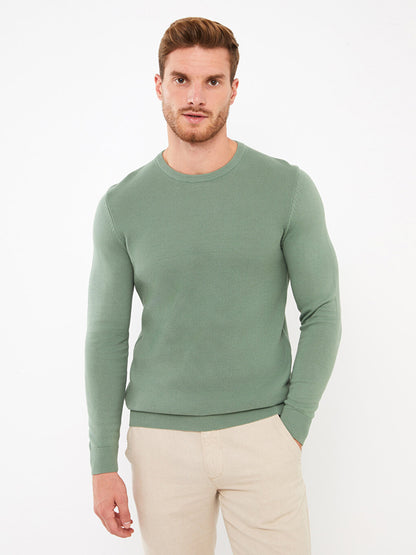 Crew Neck Long Sleeve Men's Knitwear Sweater