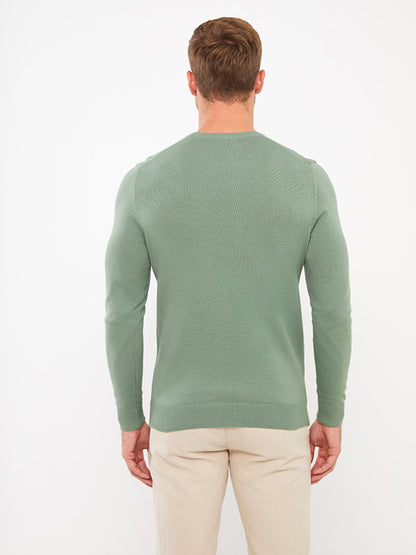 Crew Neck Long Sleeve Men's Knitwear Sweater