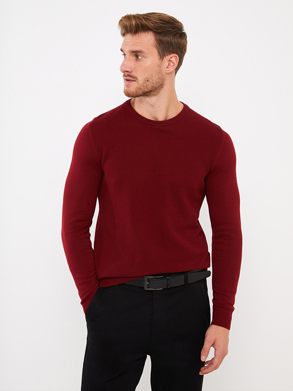 Crew Neck Long Sleeve Men's Knitwear Sweater