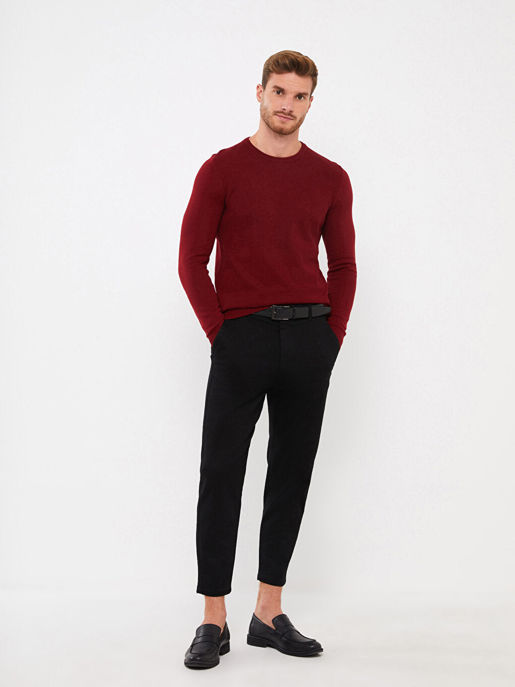 Crew Neck Long Sleeve Men's Knitwear Sweater