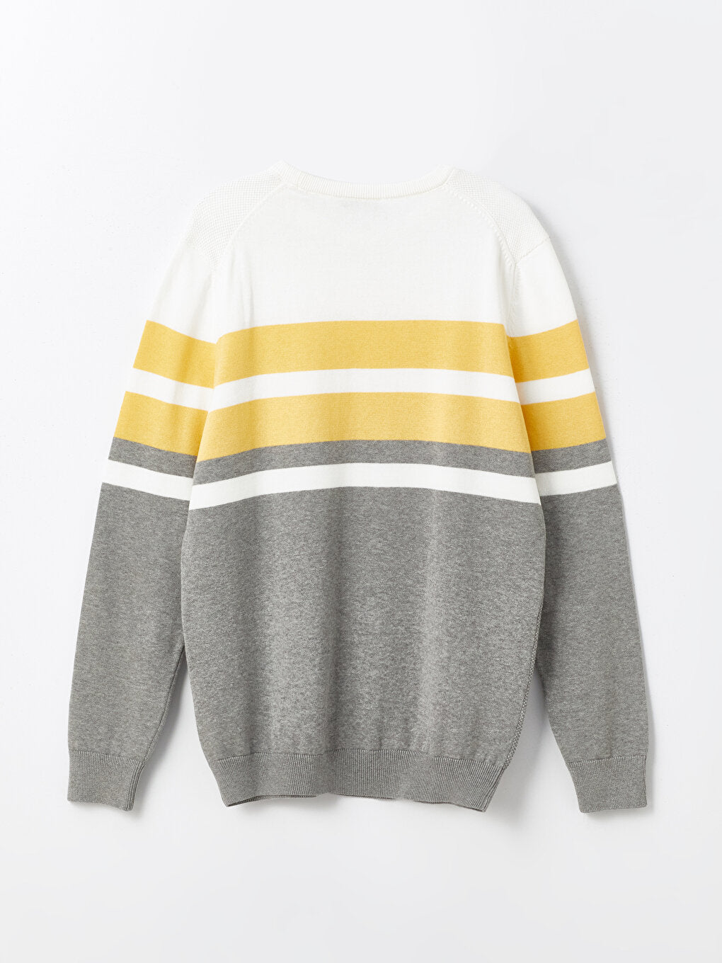 Crew Neck Long Sleeve Striped Men's Knitwear Sweater