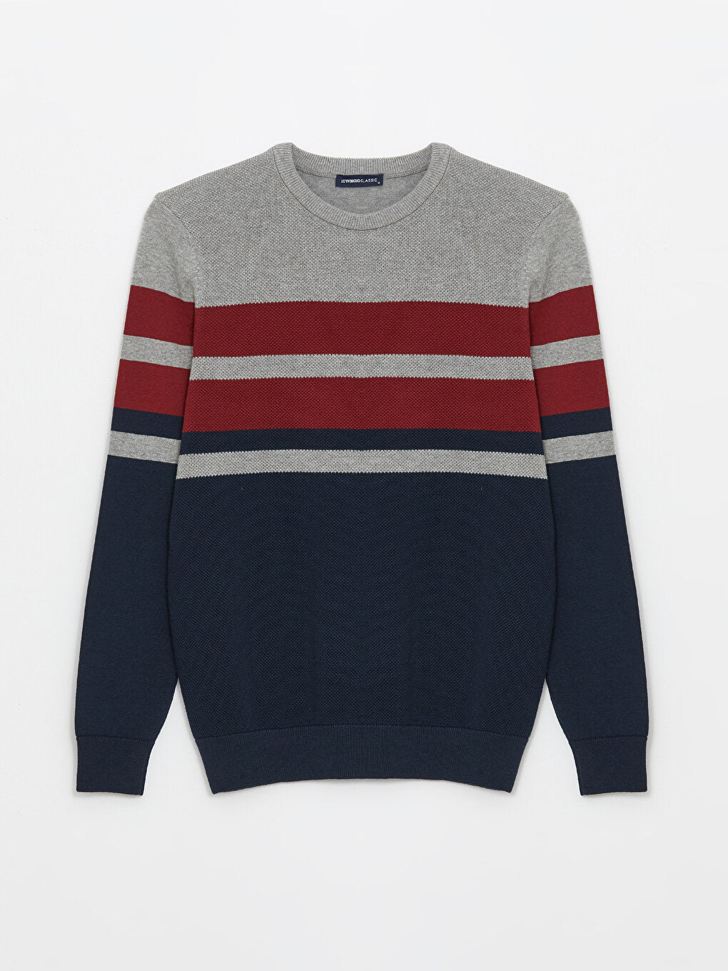 Crew Neck Long Sleeve Striped Men's Knitwear Sweater