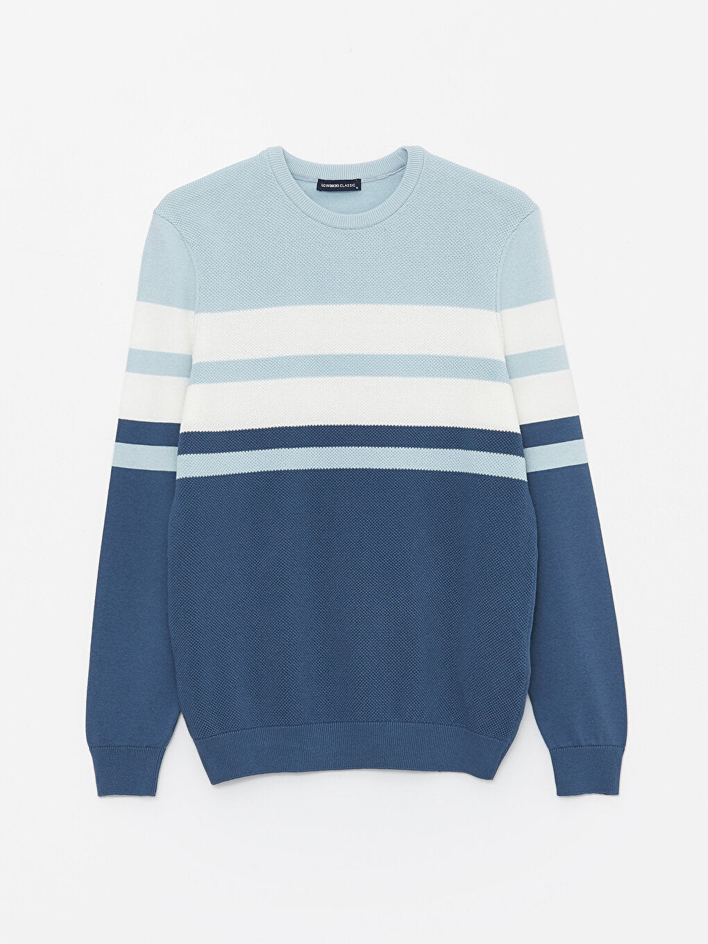 Crew Neck Long Sleeve Striped Men's Knitwear Sweater