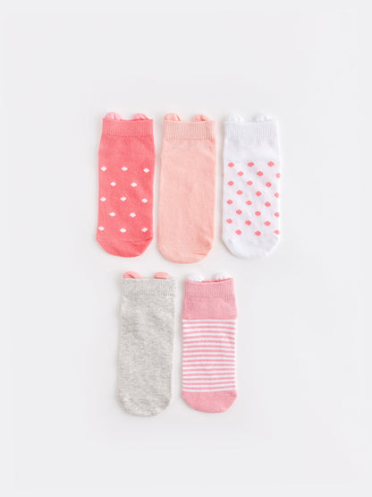 Patterned Girl's Booties Socks 5-pack