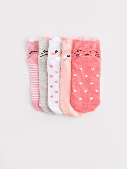 Patterned Girl's Booties Socks 5-pack