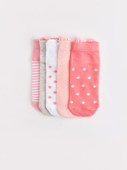 Patterned Girl's Booties Socks 5-pack