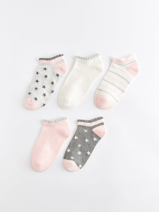 Patterned Girl's Booties Socks 5-pack