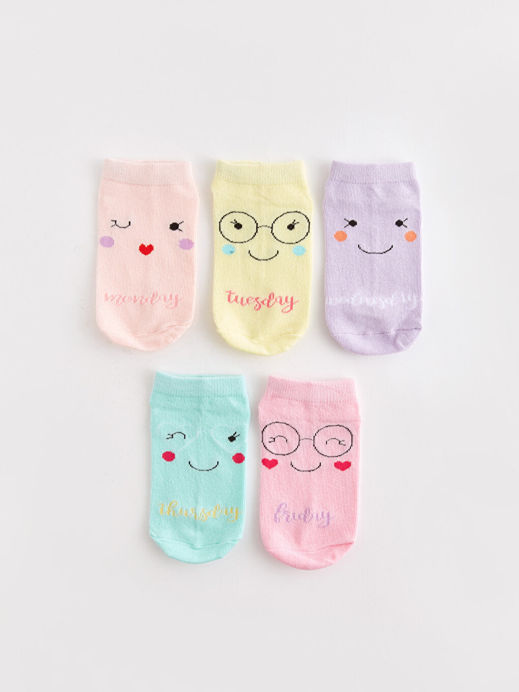 Patterned Girl's Booties Socks 5-pack