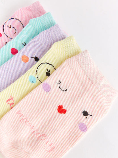 Patterned Girl's Booties Socks 5-pack