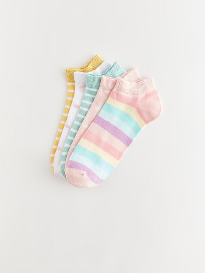 Patterned Girl's Booties Socks 5-pack