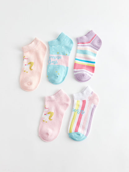 Patterned Girl's Booties Socks 5-pack