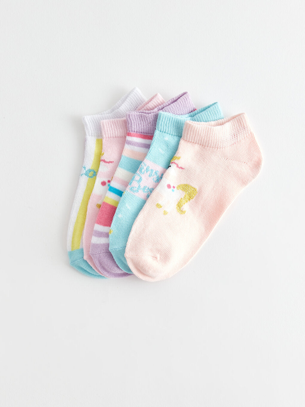 Patterned Girl's Booties Socks 5-pack