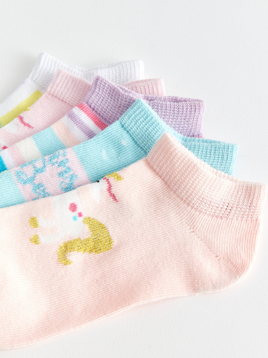 Patterned Girl's Booties Socks 5-pack