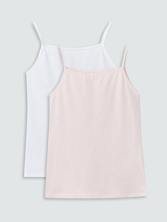 Square Neck Basic Strappy Girls Undershirt 2-pack