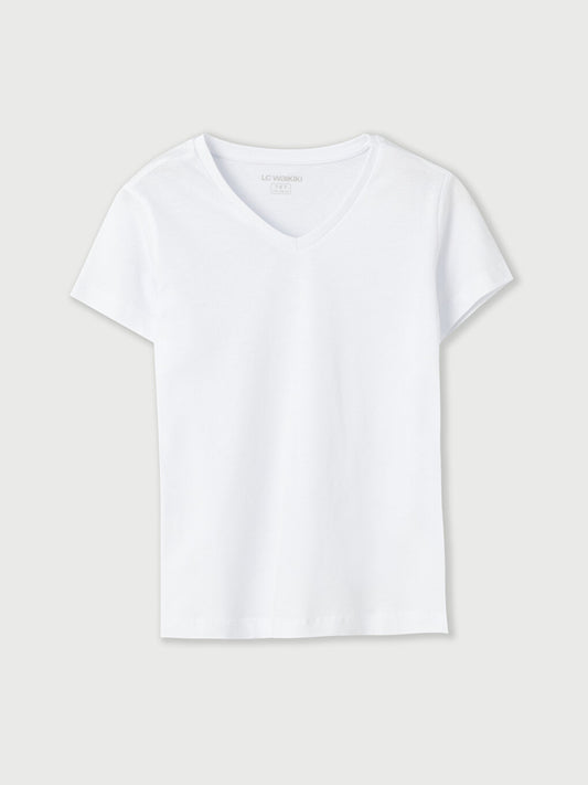 V-Neck Basic Short Sleeve Boy's Undershirt