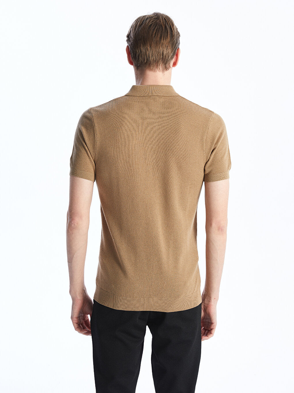 Polo Neck Short Sleeve Men's Knitwear Sweater