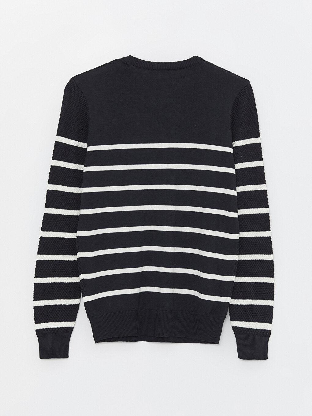 Crew Neck Long Sleeve Striped Men's Knitwear Sweater