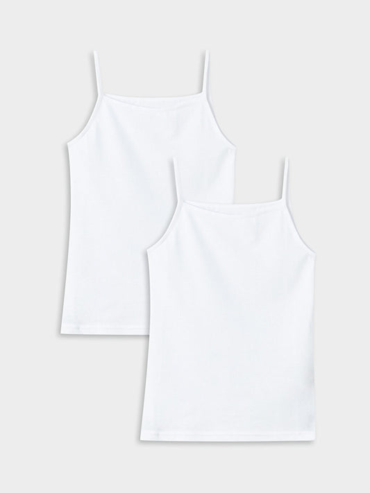 Square Neck Basic Strappy Girls Undershirt 2-pack